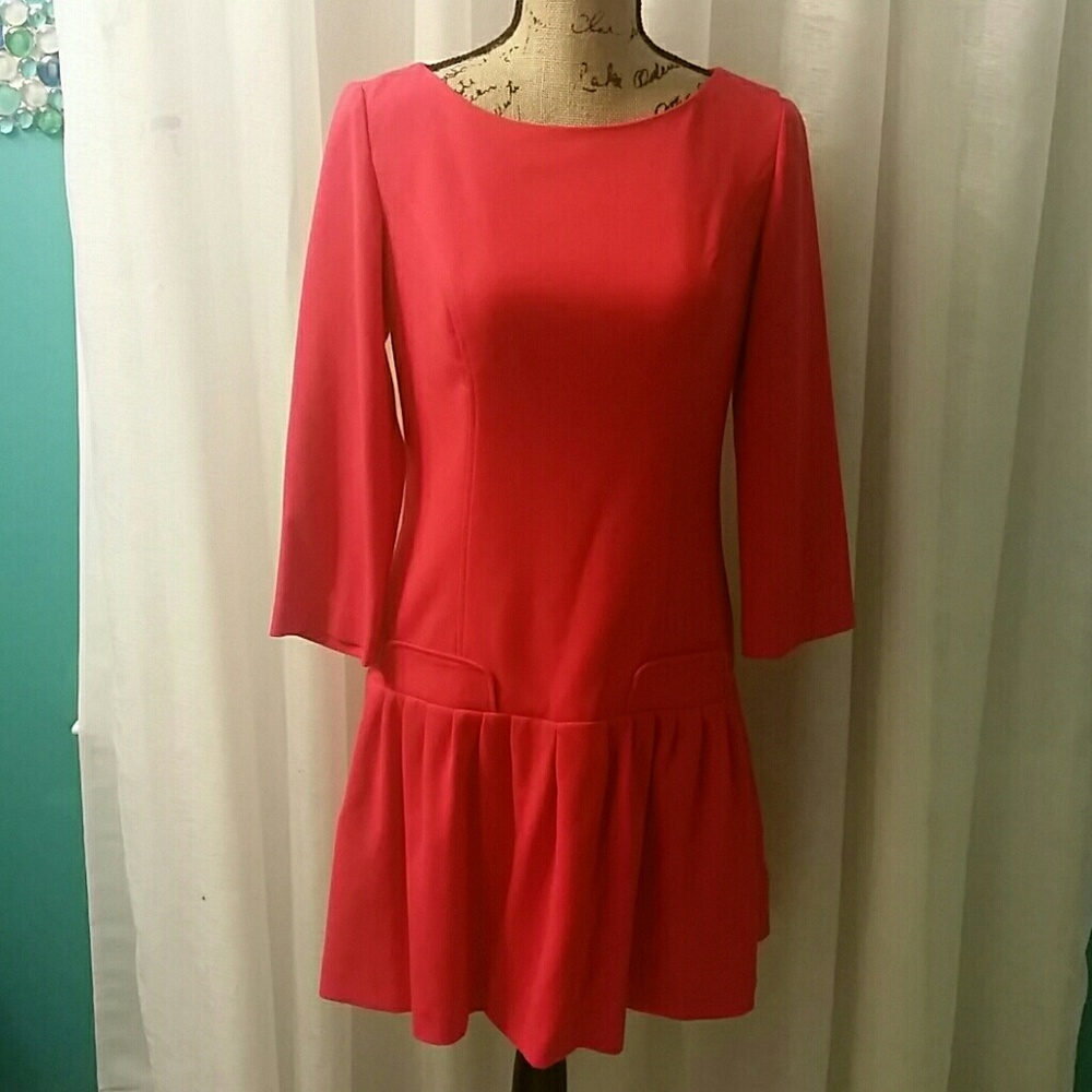 Eliza J Red Midi Drop-Waist Dress
